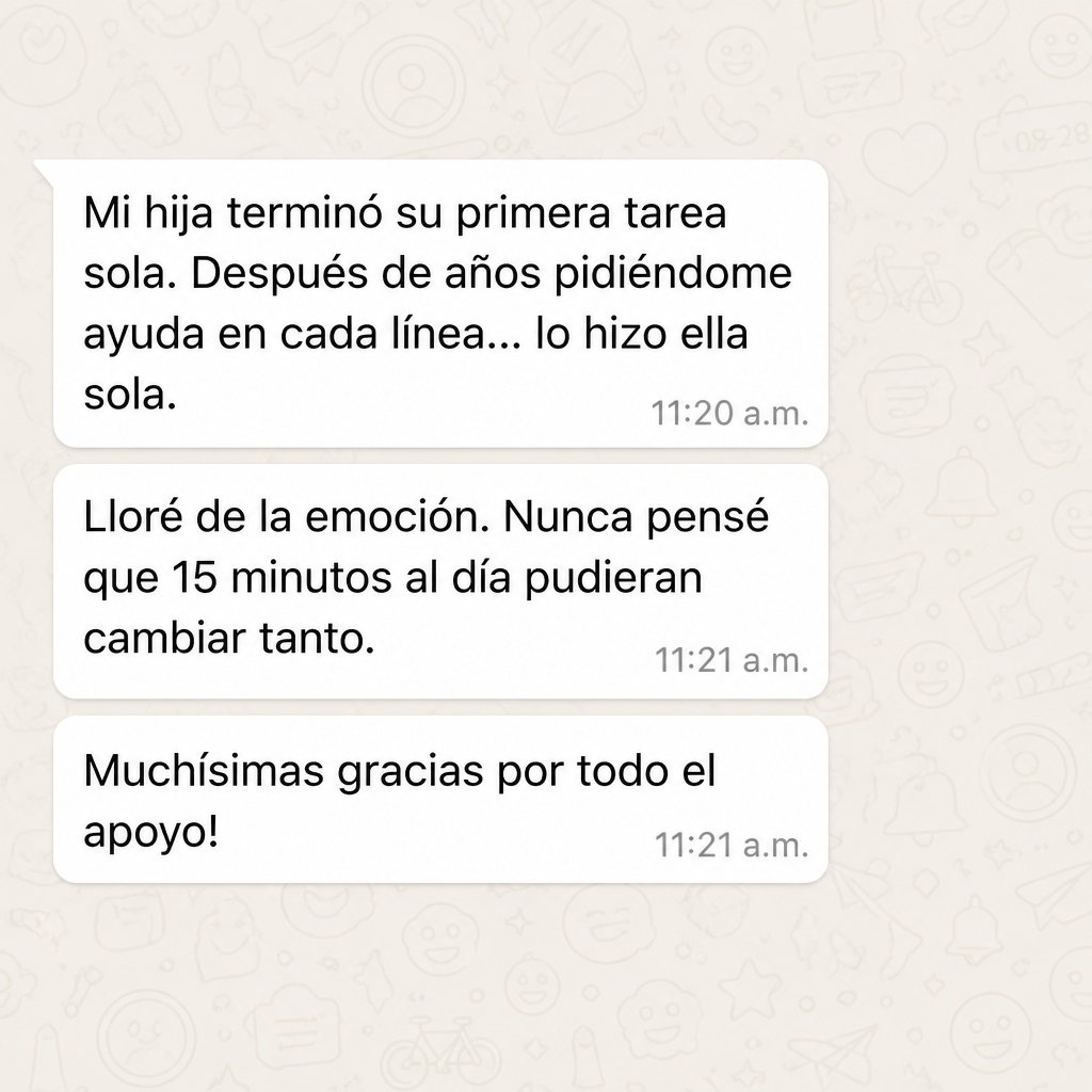 Testimonio de mamá emocionada porque su hija hizo la tarea sola