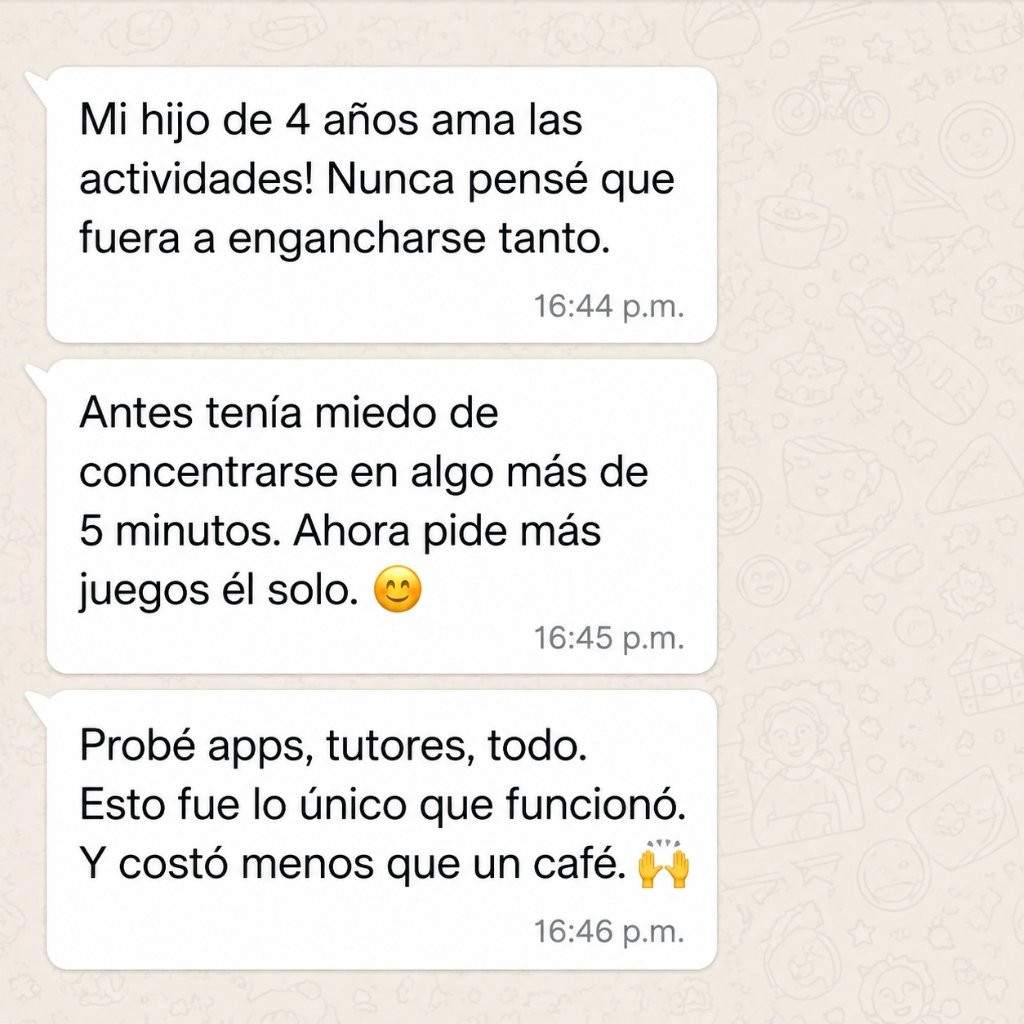 Testimonio sobre hijo de 4 años concentrándose y pidiendo más juegos